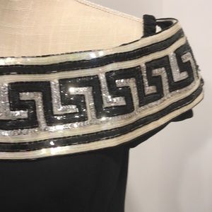 gorgeous A.J. Bari sequined Greek key black dress 6